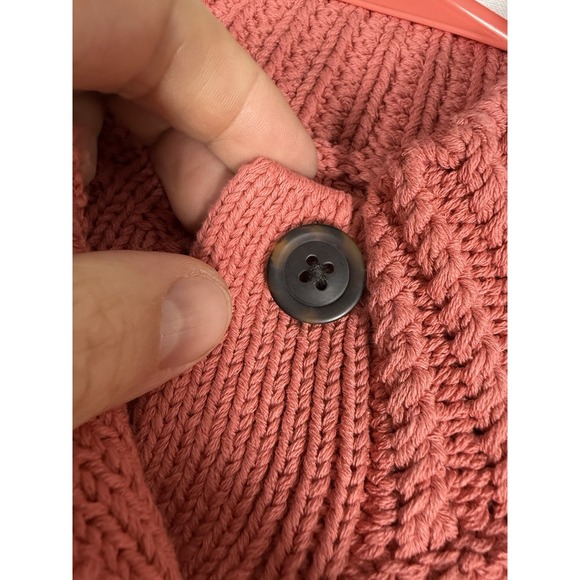 LL Bean Signature Women Cotton Fisherman Cardigan Cotton Sweater Medium 507594 - Picture 4 of 7